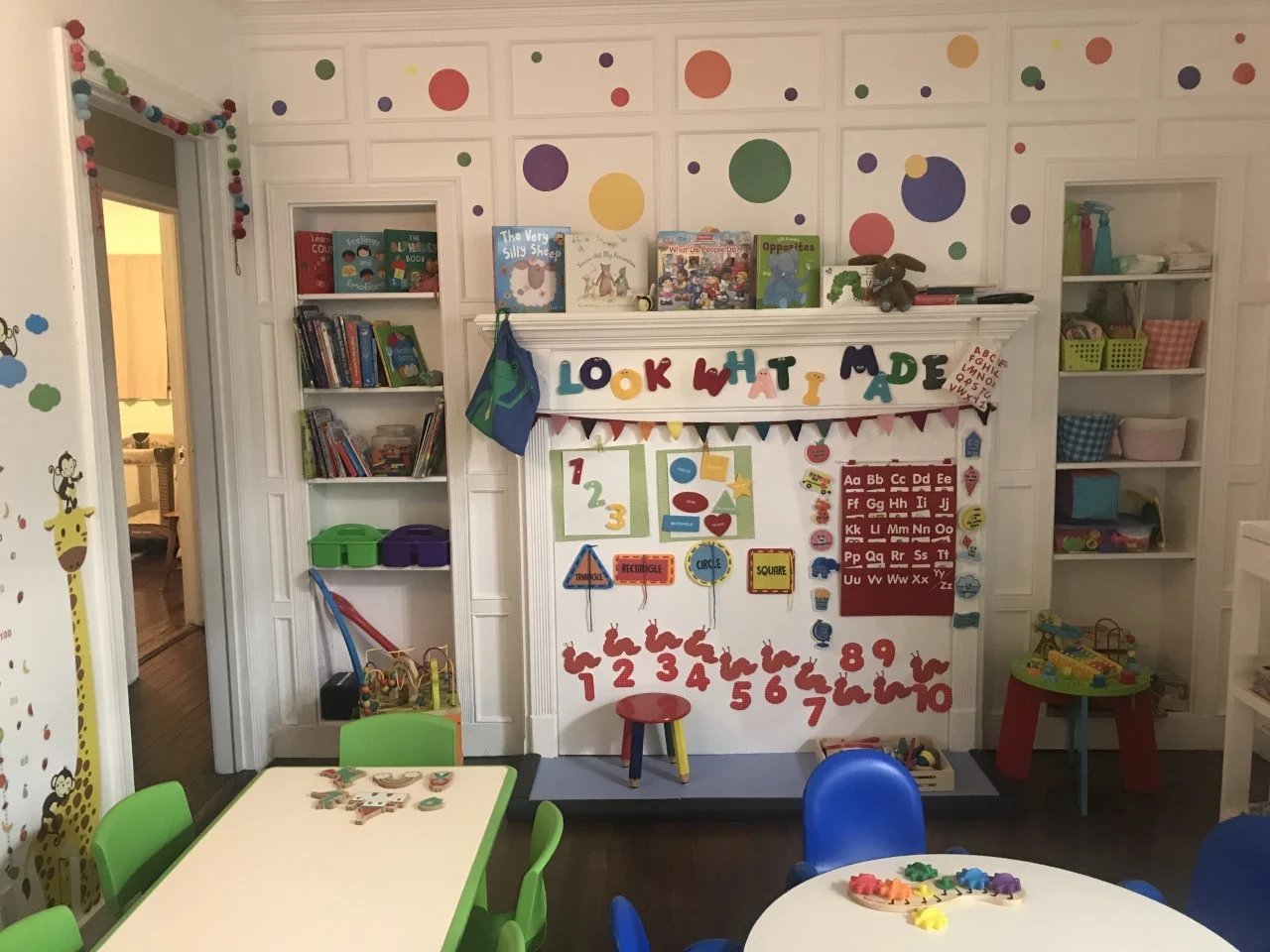 Learning room with alphabet wall and mural